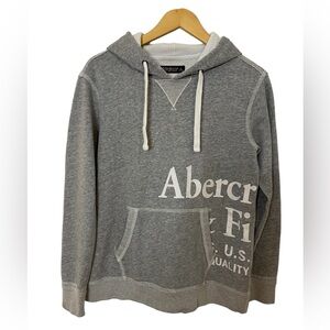 Abercrombie & Fitch Gray Soft Hoodie with Wrapping Graphic Size Small